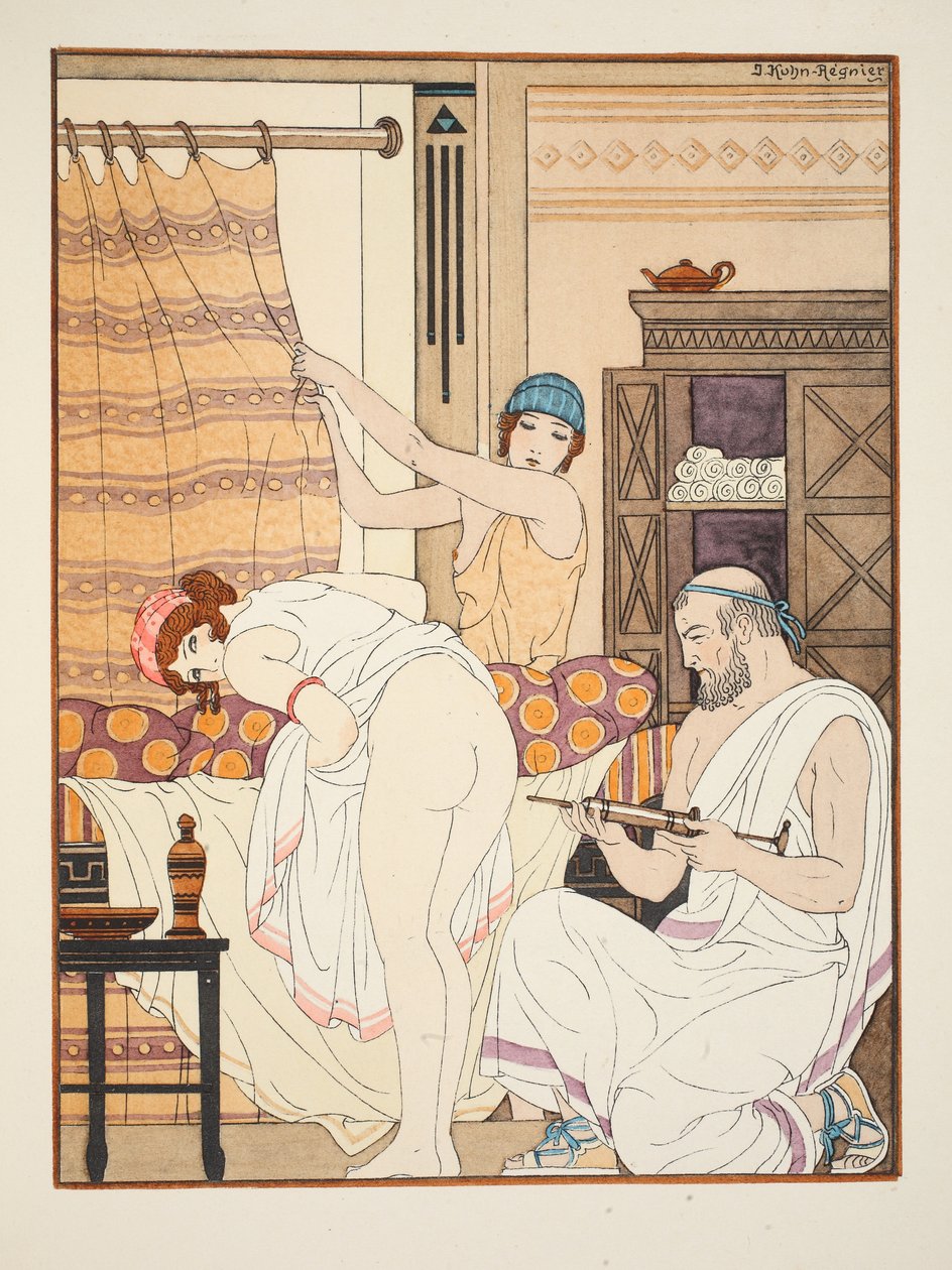 حقنة شرجية ، توضيح من "أعمال أبقراط" ، 1934 بواسطة جوزيف كون ريجنير