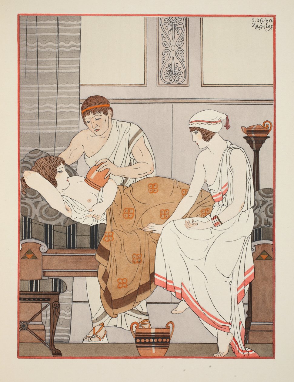 تطبيق الشفط على الثدي ، رسم توضيحي من "أعمال أبقراط" ، 1934 بواسطة جوزيف كون ريجنير