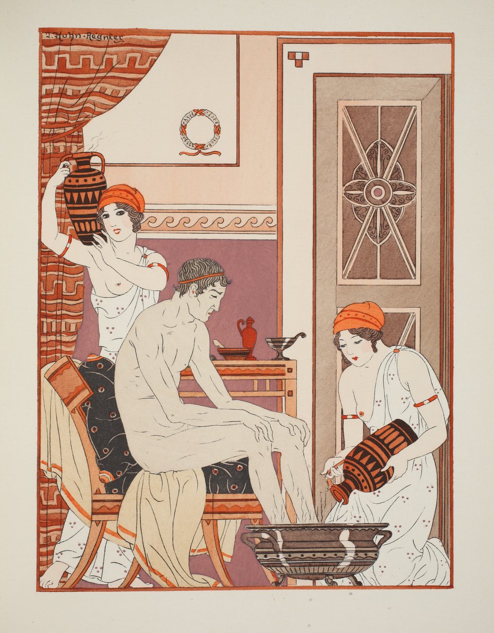 استحمام القدمين ، رسم توضيحي من "أعمال أبقراط" ، 1934 بواسطة جوزيف كون ريجنير