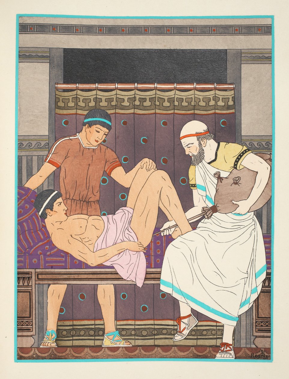 الحصول على حقنة شرجية ، توضيح من "أعمال أبقراط" ، 1934 بواسطة جوزيف كون ريجنير