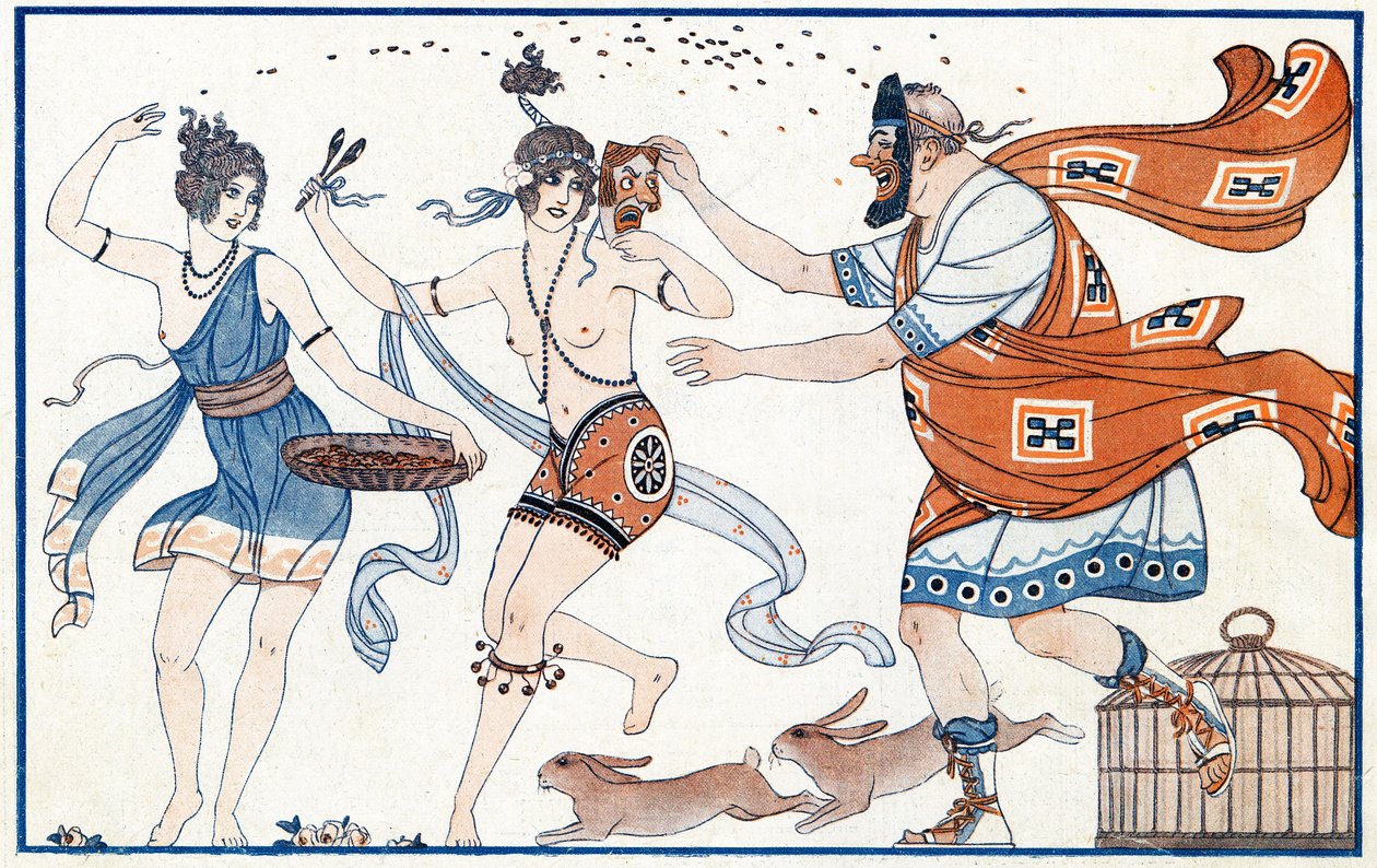 الأضرار في Frescos ، الكرنفال في بومبي - التوضيح من la Vie Parisienne ، 1923 بواسطة جوزيف كون ريجنير