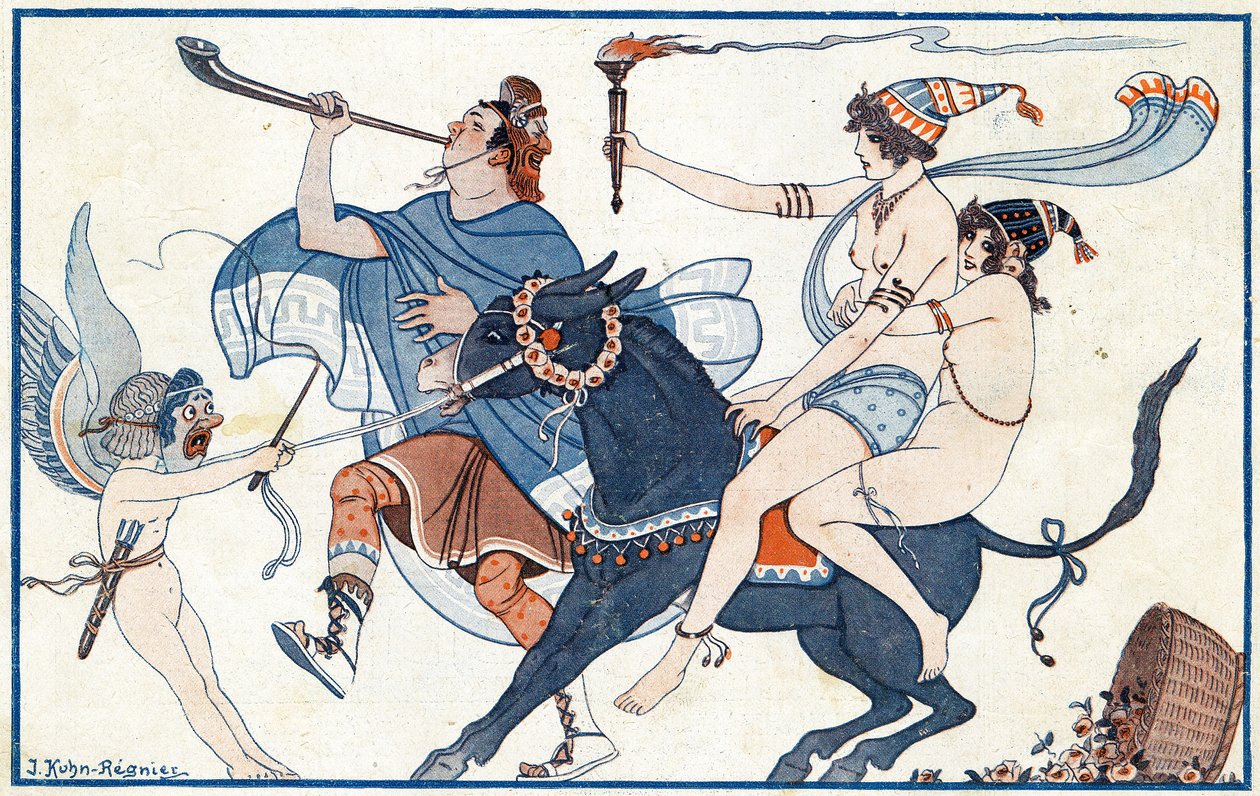الأضرار في Frescos ، الكرنفال في بومبي - التوضيح من la Vie Parisienne ، 1923 بواسطة جوزيف كون ريجنير
