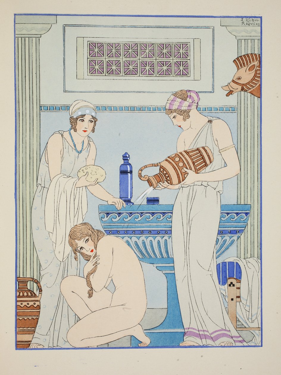 سكب الماء على المريض ، رسم توضيحي من "أعمال أبقراط" ، 1934 بواسطة جوزيف كون ريجنير