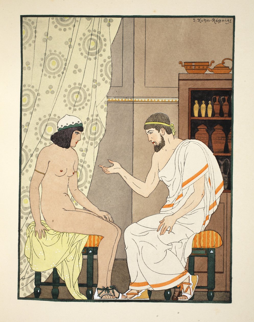 مقاعد متساوية الارتفاع ، رسم توضيحي من "أعمال أبقراط" ، 1934 بواسطة جوزيف كون ريجنير