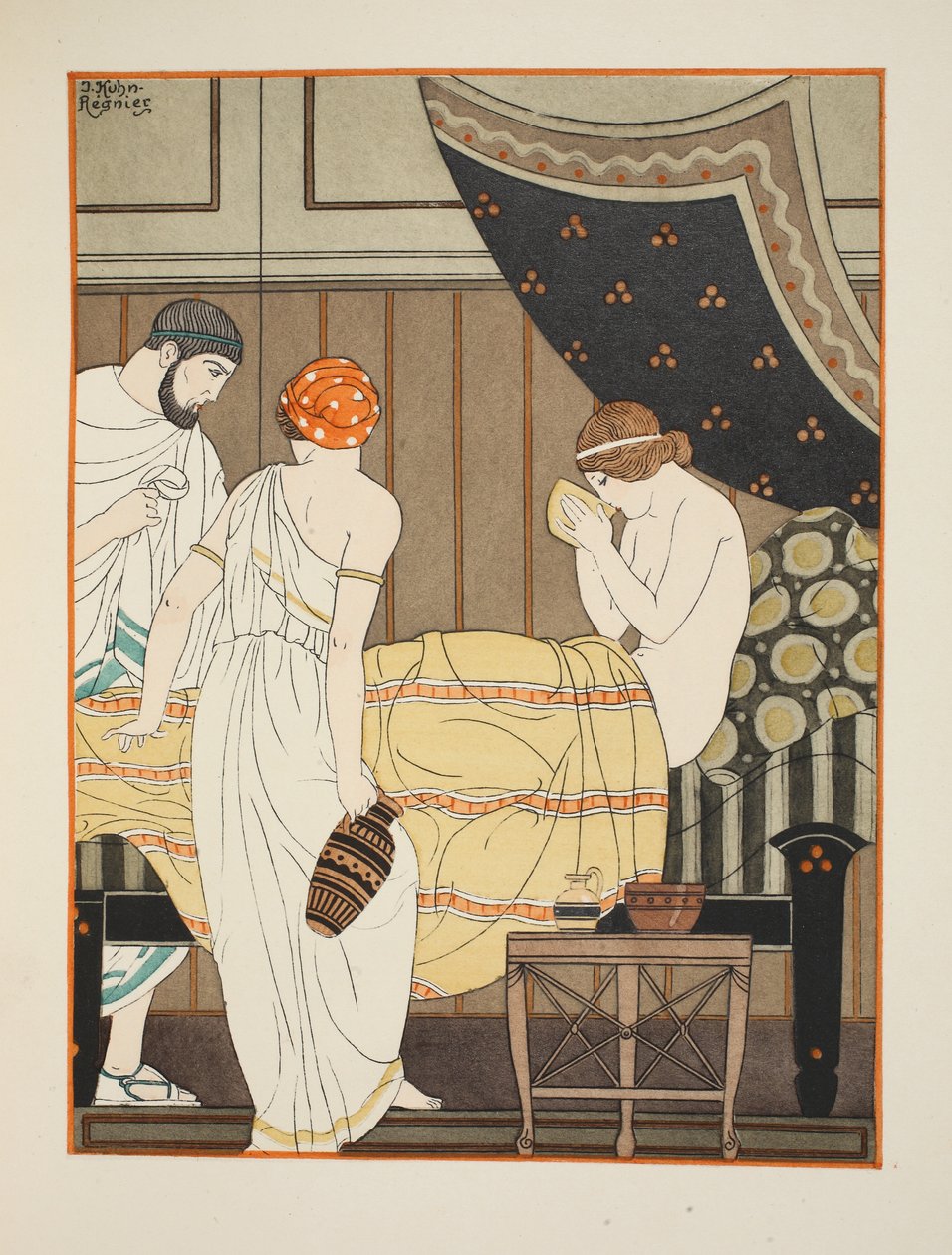 الاستيلاء على السفينة والشرب بشراهة ، رسم توضيحي من "أعمال أبقراط" ، 1934 بواسطة جوزيف كون ريجنير