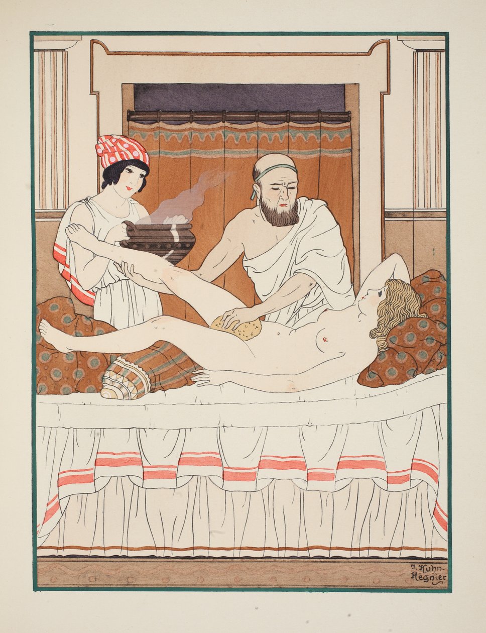 حمام الاسفنج ، رسم توضيحي من "أعمال أبقراط" ، 1934 بواسطة جوزيف كون ريجنير