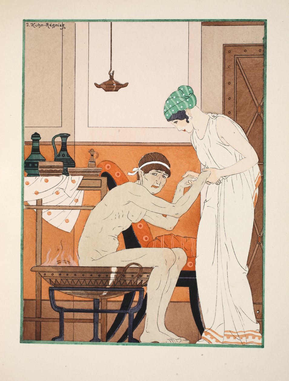 حمام بخار ، رسم توضيحي من "أعمال أبقراط" ، 1934 بواسطة جوزيف كون ريجنير