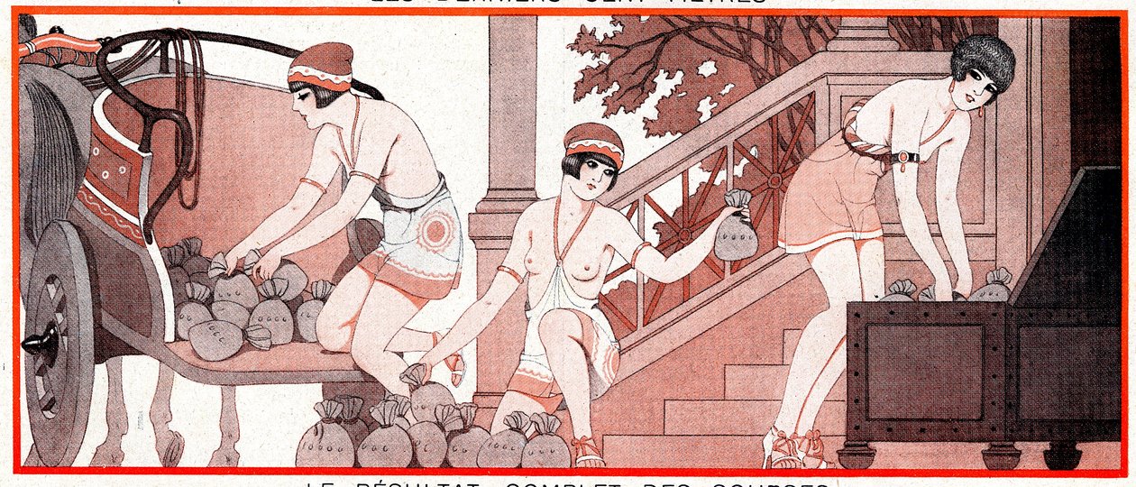 ما كان ، في الفترة الأوليمبية ، Le Prix de Diane - نتائج السباقات الكاملة - Le Result Complete de courses - توضيح من la Vie Parisienne ، 1927 بواسطة جوزيف كون ريجنير