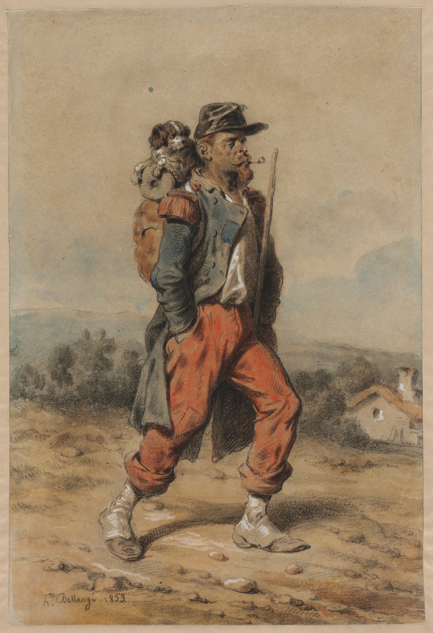 جندي مع كلب ، 1853. بواسطة جوزيف لويس هيبوليت بيلانج