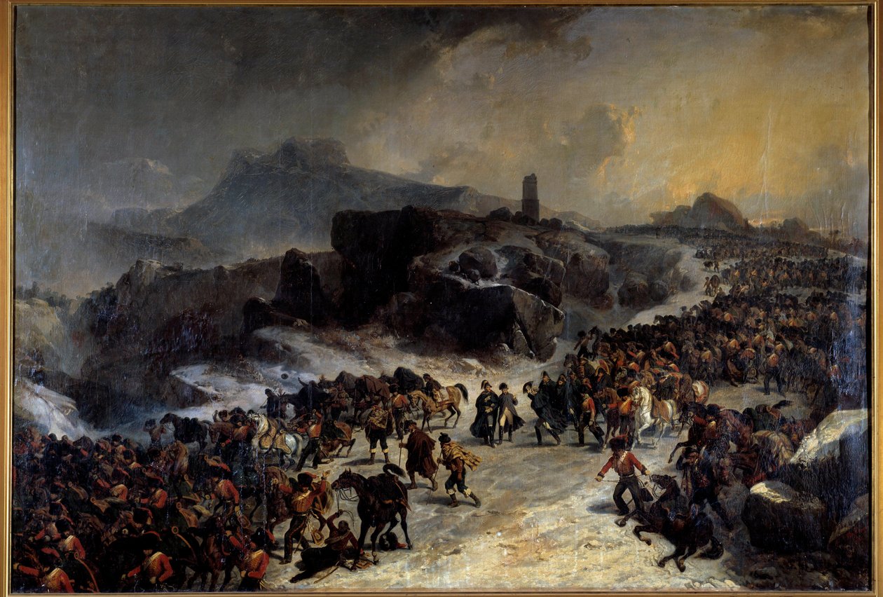 The crossing of the Sierra Guadarama (Guadarrama) in Spain in December 1808 by Napoleon I Painting by Joseph Louis Hippolyte Bellange (1800-1866) 19th century Paris, Musee de l