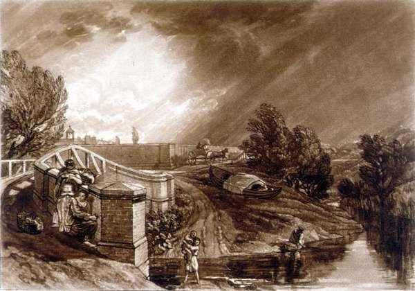 F.62.I Watercress Gatherers ، من 'Liber Studiorum' ، نقشها توماس لوبتون بواسطة جوزيف مالورد ويليام (بعد) تورنر
