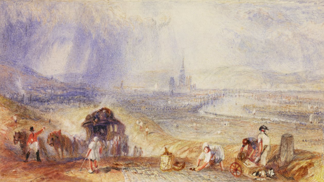 منظر بعيد ، روان ، حوالي عام 1834 (ألوان مائية على ورق) بواسطة جوزيف مالورد وليام تورنر