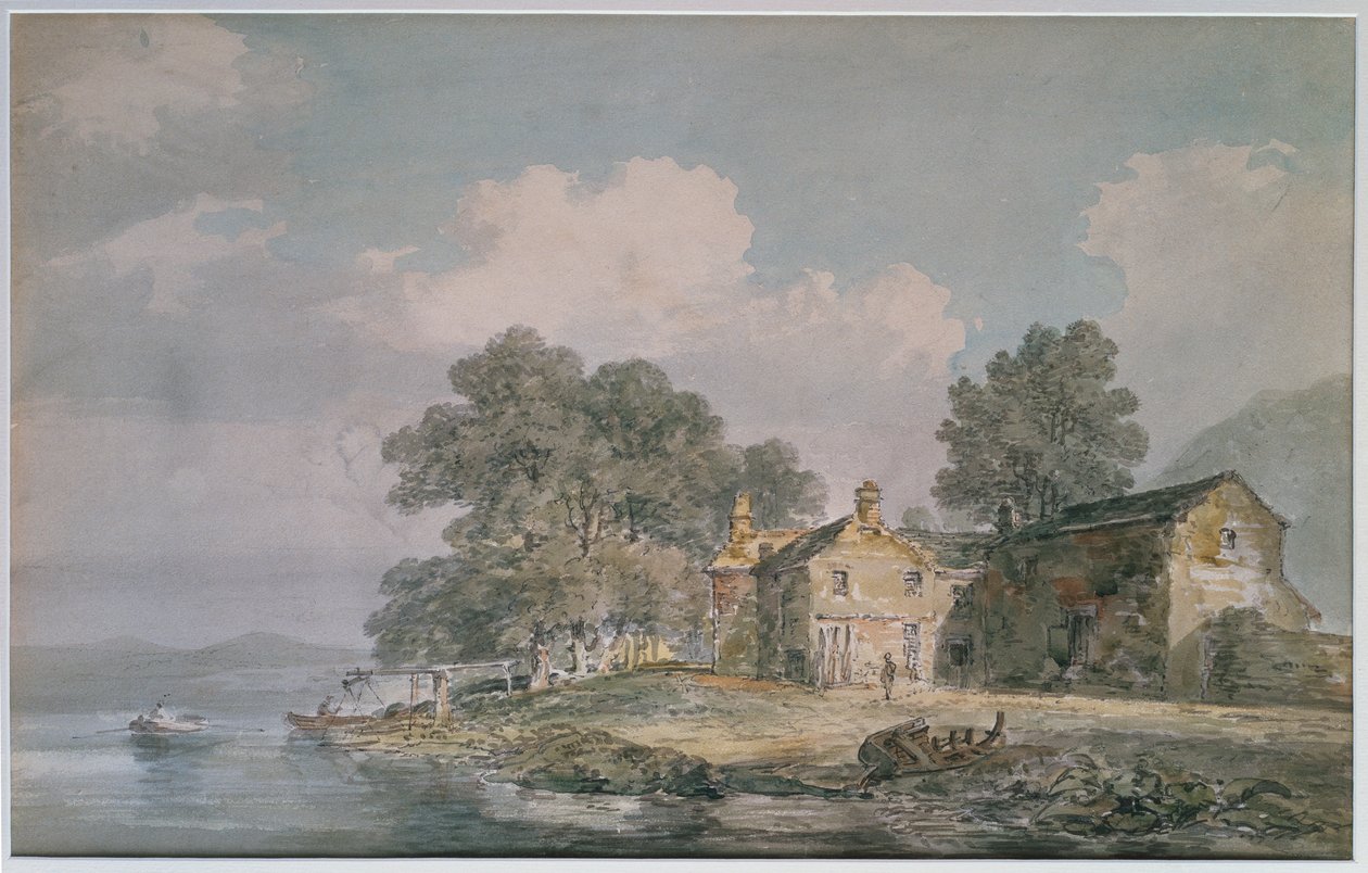 مزرعة بجوار بحيرة في منطقة البحيرة ، c.1797 بواسطة جوزيف مالورد وليام تورنر