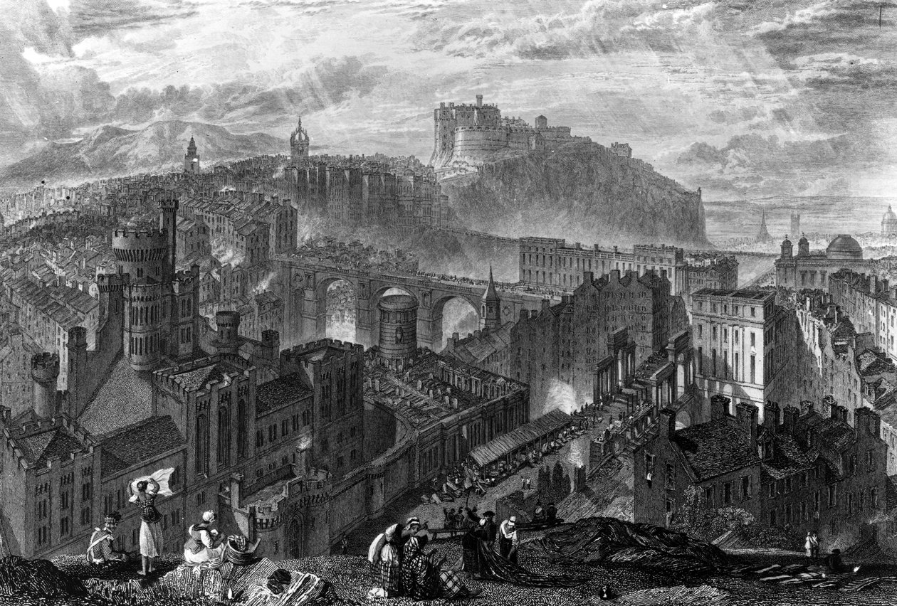 إدنبرة من كالتون هيل ، نقشها جورج كوك ، 1820 بواسطة جوزيف مالورد وليام تورنر
