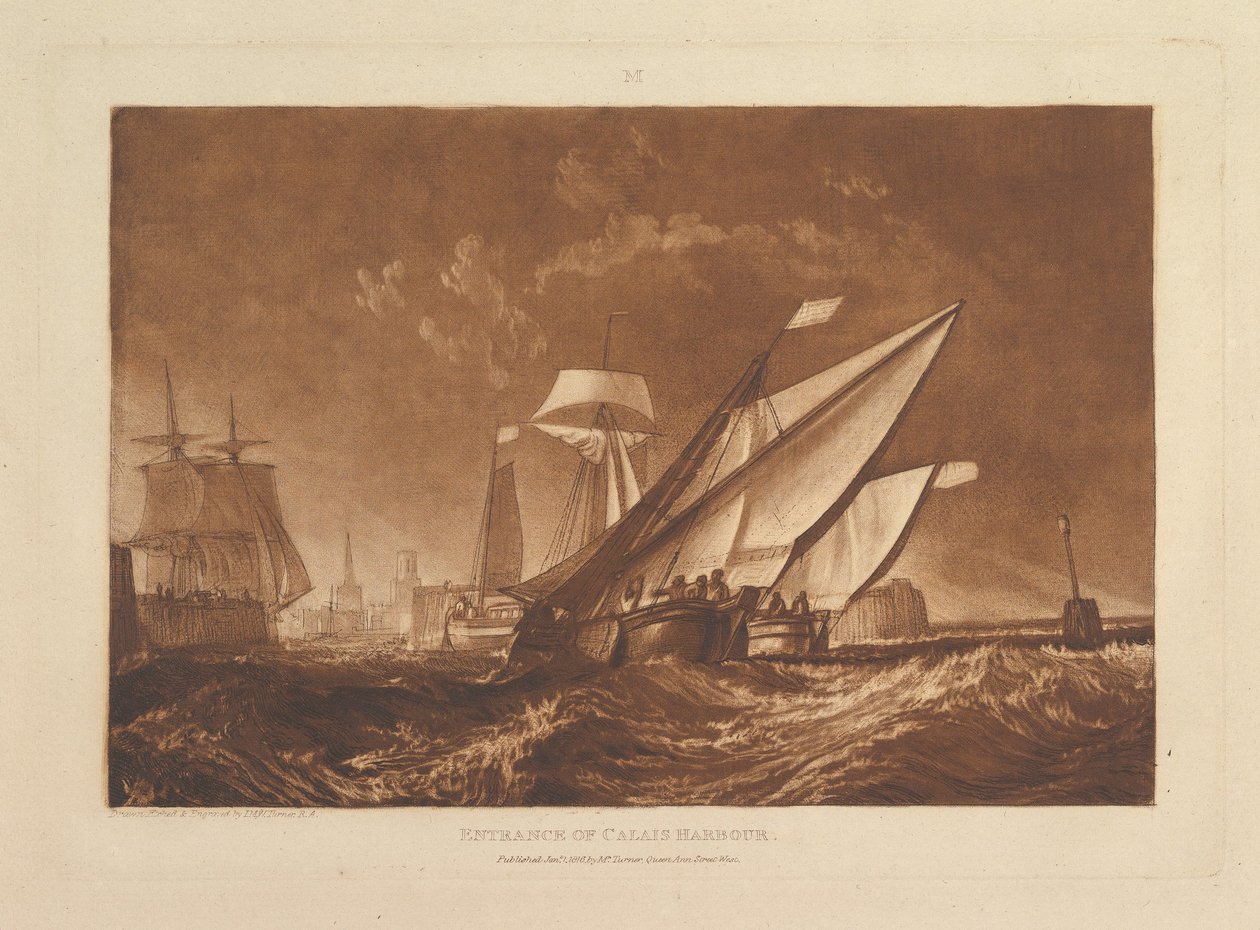 مدخل Calais Harbour Liber Studiorum ، الجزء الحادي عشر ، اللوحة 55 ، 1 يناير 1816. بواسطة جوزيف مالورد وليام تورنر
