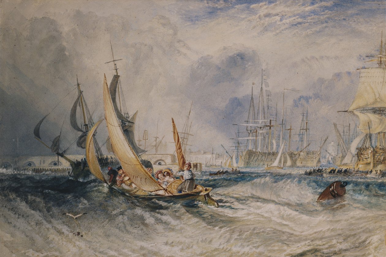 Gosport: The Entrance to Portsmouth Harbour, c.1829 (watercolor heightened with gum arabic on paper) بواسطة جوزيف مالورد وليام تورنر