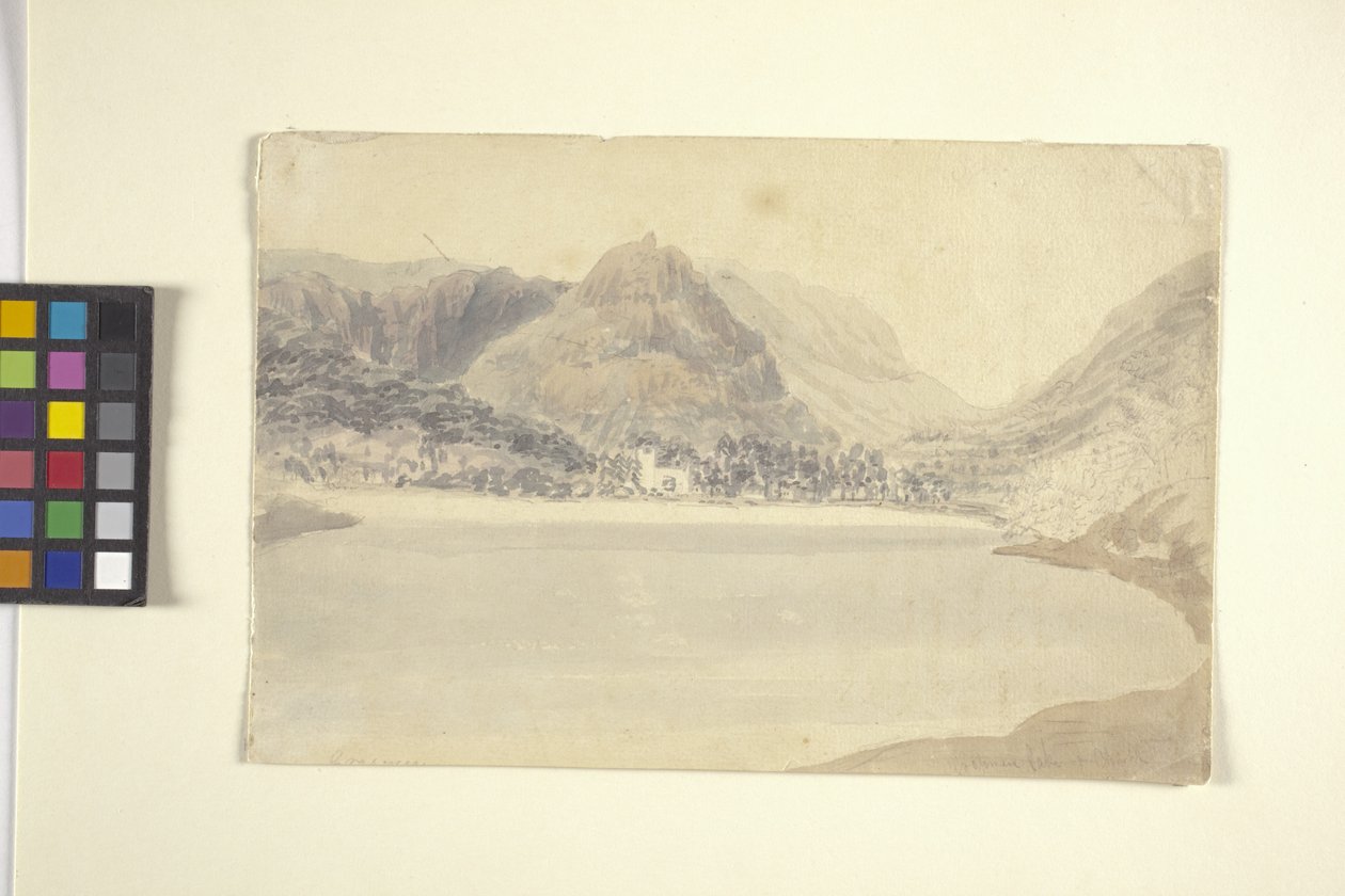 Grassmere Lake and Church (ألوان مائية فوق قلم رصاص على ورق أبيض باهت) بواسطة جوزيف مالورد وليام تورنر