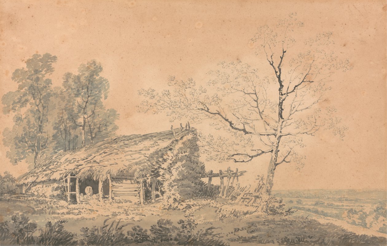 منظر طبيعي مع الحظيرة ، c.1795 (الجرافيت وغسلها على الورق) بواسطة جوزيف مالورد وليام تورنر
