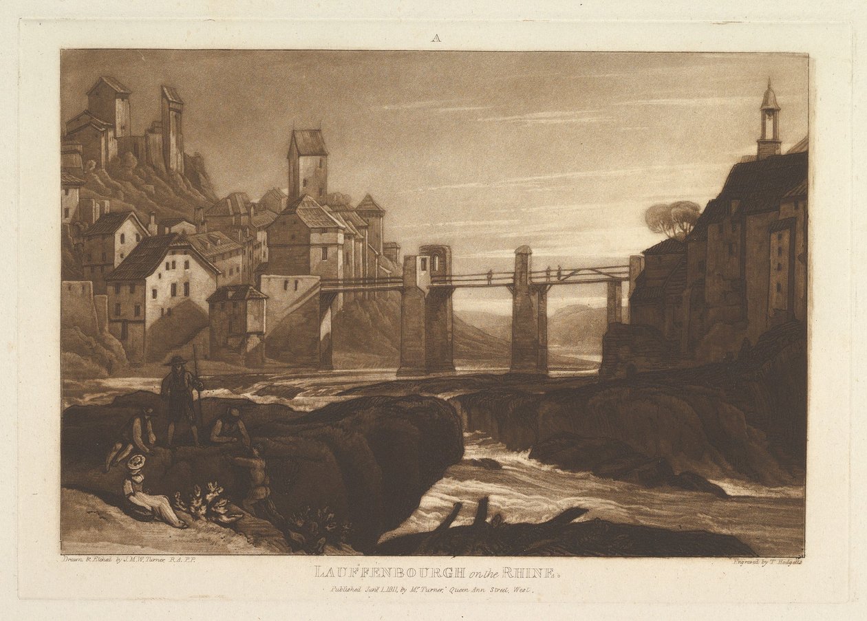 Lauffenbourgh على نهر الراين Liber Studiorum ، الجزء السادس ، اللوحة 31 ، 1 يناير 1811. بواسطة جوزيف مالورد وليام تورنر