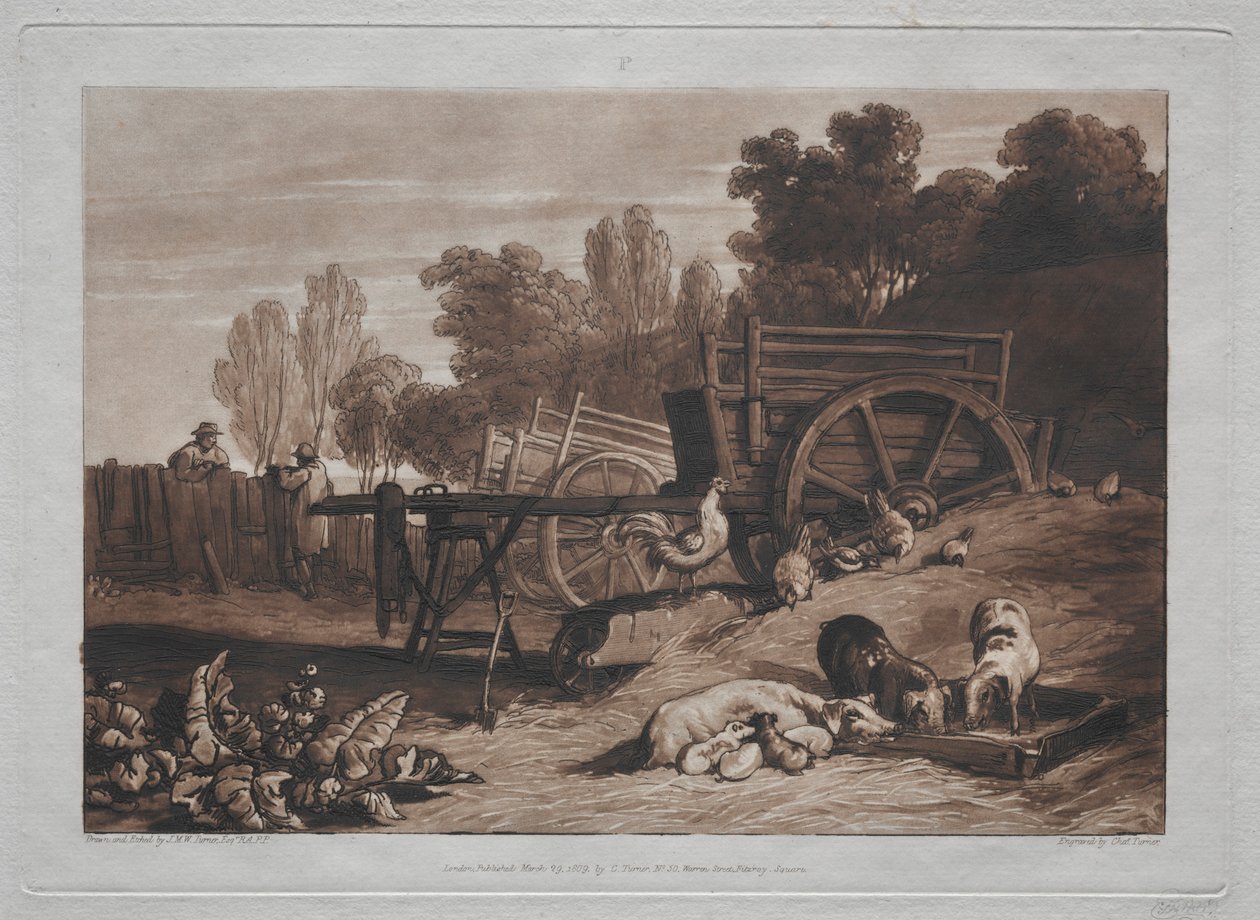 Liber Studiorum: The Farmyard with the Cock. بواسطة جوزيف مالورد وليام تورنر