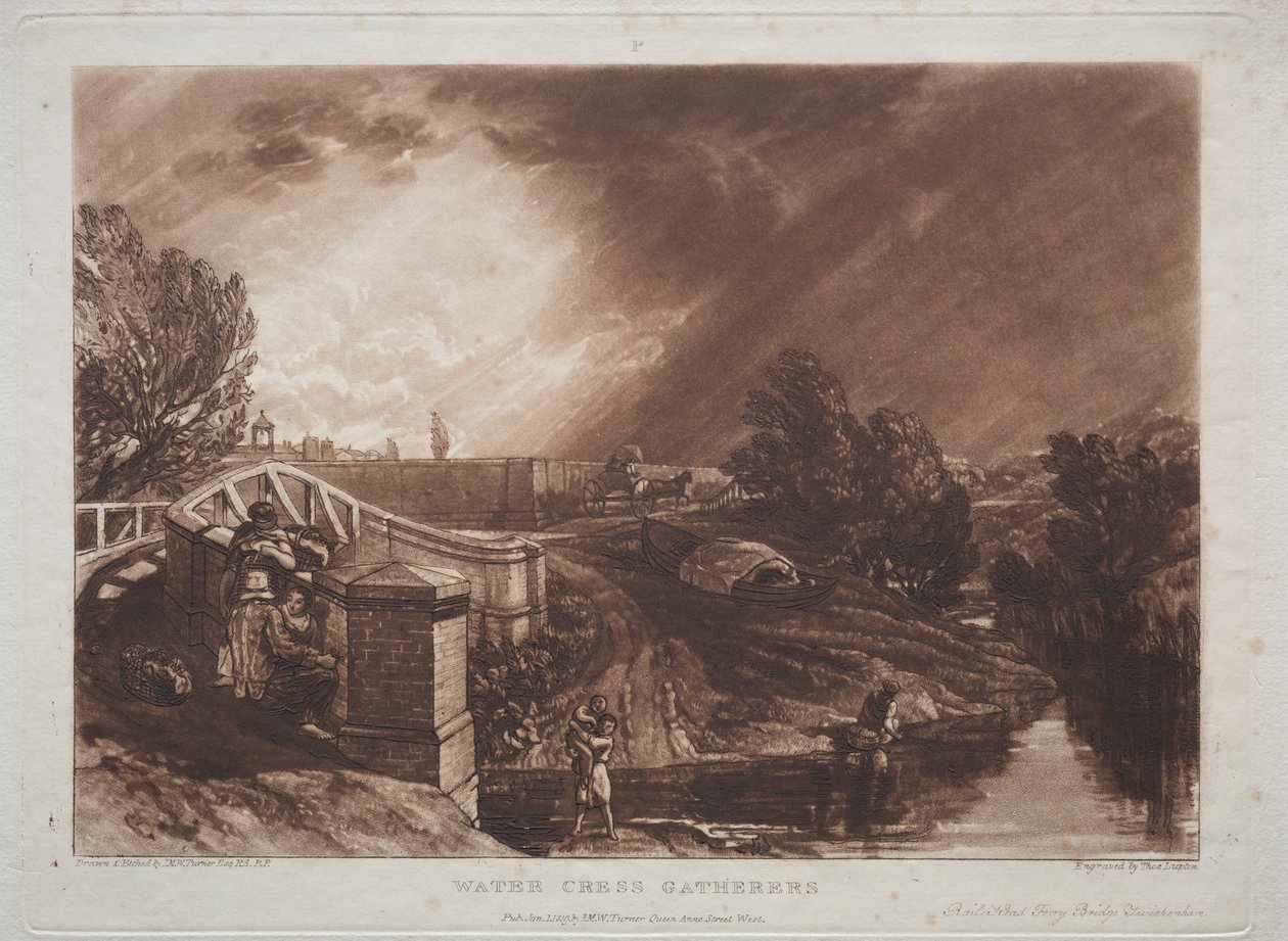 Liber Studiorum: Watercress Gatherers و Rails Head و Ferry Bridge و Twickenham بواسطة جوزيف مالورد وليام تورنر