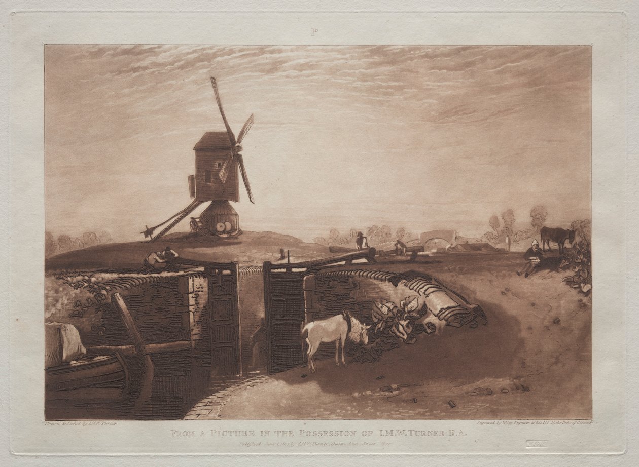 Liber Studiorum: Windmill and Lock. بواسطة جوزيف مالورد وليام تورنر