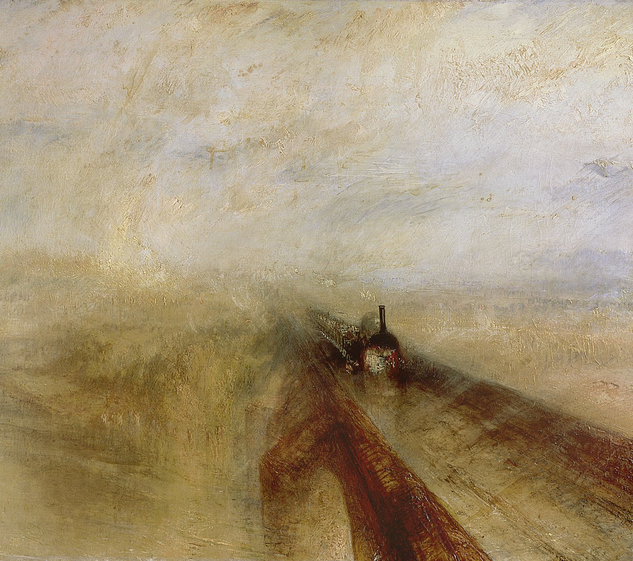 أمطار البخار والسرعة ، The Great Western Railway ، رسمت قبل عام 1844 بواسطة جوزيف مالورد وليام تورنر