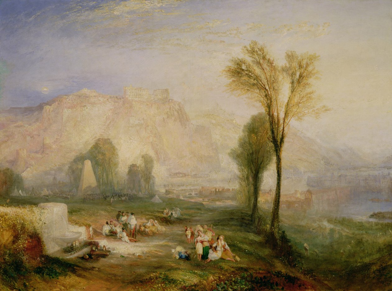 حجر الشرف المشرق (Ehrenbreitstein) وقبر مارسو ، من بايرون تشايلد هارولد ، 1835 بواسطة جوزيف مالورد وليام تورنر
