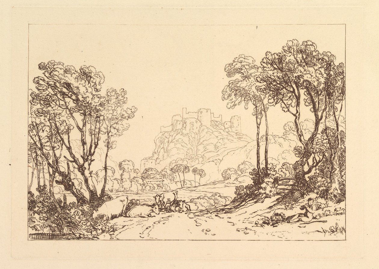 القلعة فوق المروج ليبر ستوديوروم ، الجزء الثاني ، اللوحة 8 ، 1808. بواسطة جوزيف مالورد وليام تورنر