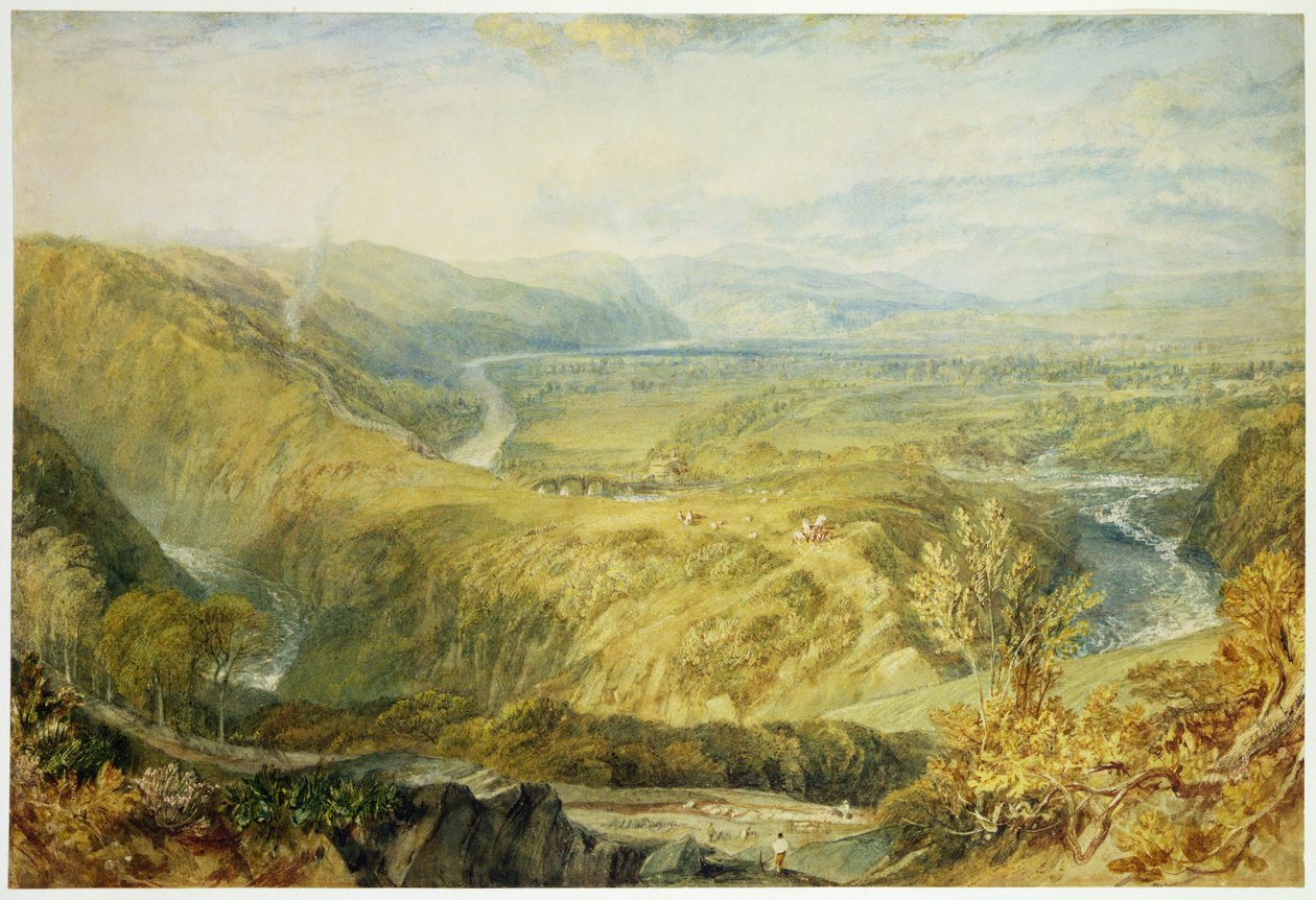 The Crook of Lune ، الذي يطل على قلعة Hornby ، 1816-18 (الجرافيت ، مرحاض ، لون الجسم والطباشير على الورق) بواسطة جوزيف مالورد وليام تورنر
