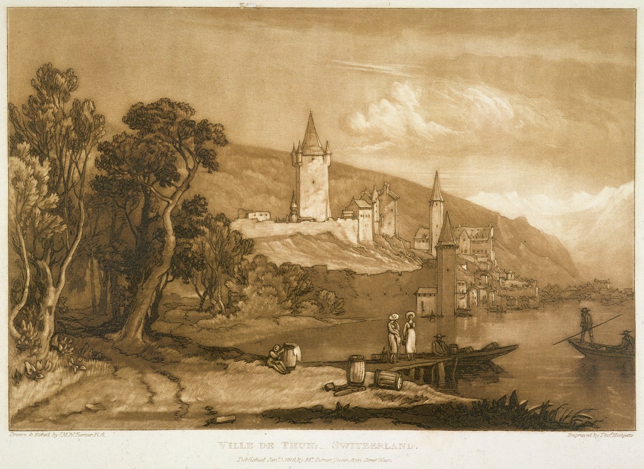 مدينة ثون ، من "Liber Studiorum" ، نقشها توماس هودجيتس ، 1816 بواسطة جوزيف مالورد وليام تورنر