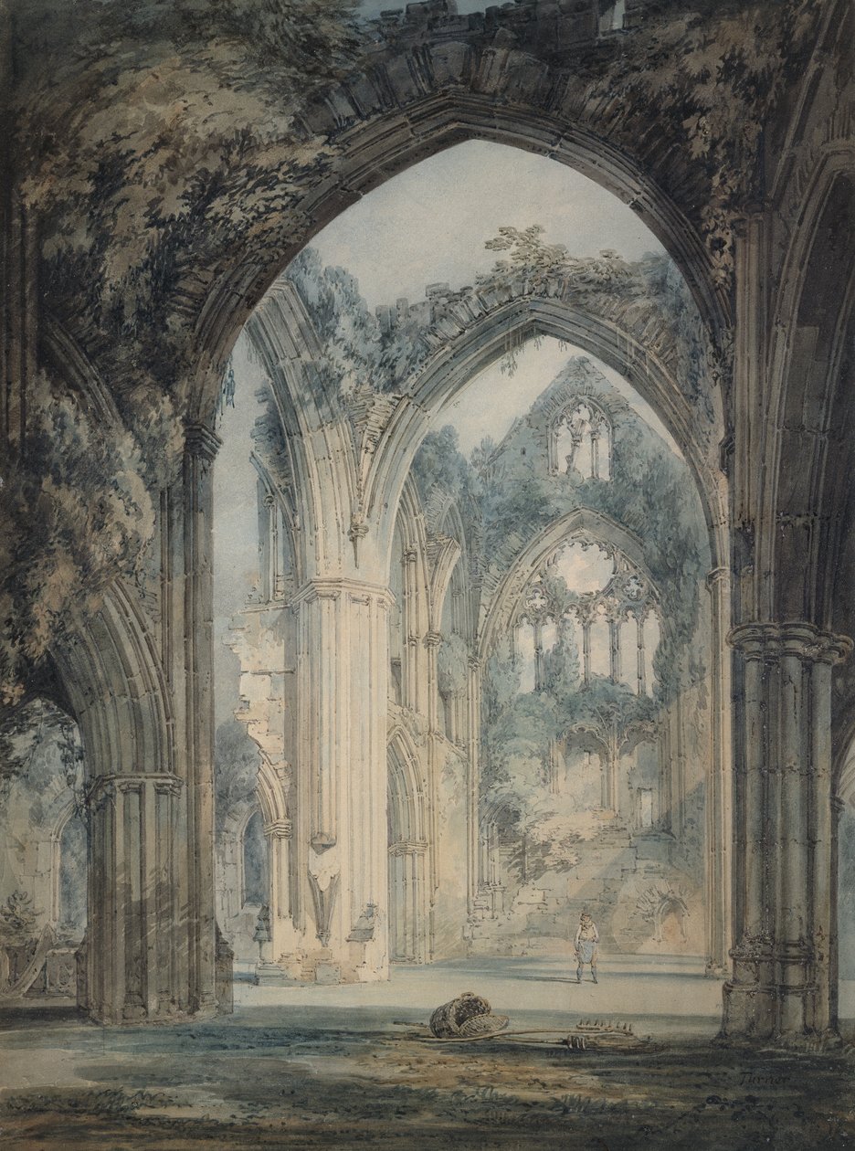 كنيسة Tintern Abbey ، مونماوثشاير ، حوالي 1794 (ألوان مائية فوق الجرافيت مع قلم وحبر أسود على ورق) بواسطة جوزيف مالورد وليام تورنر