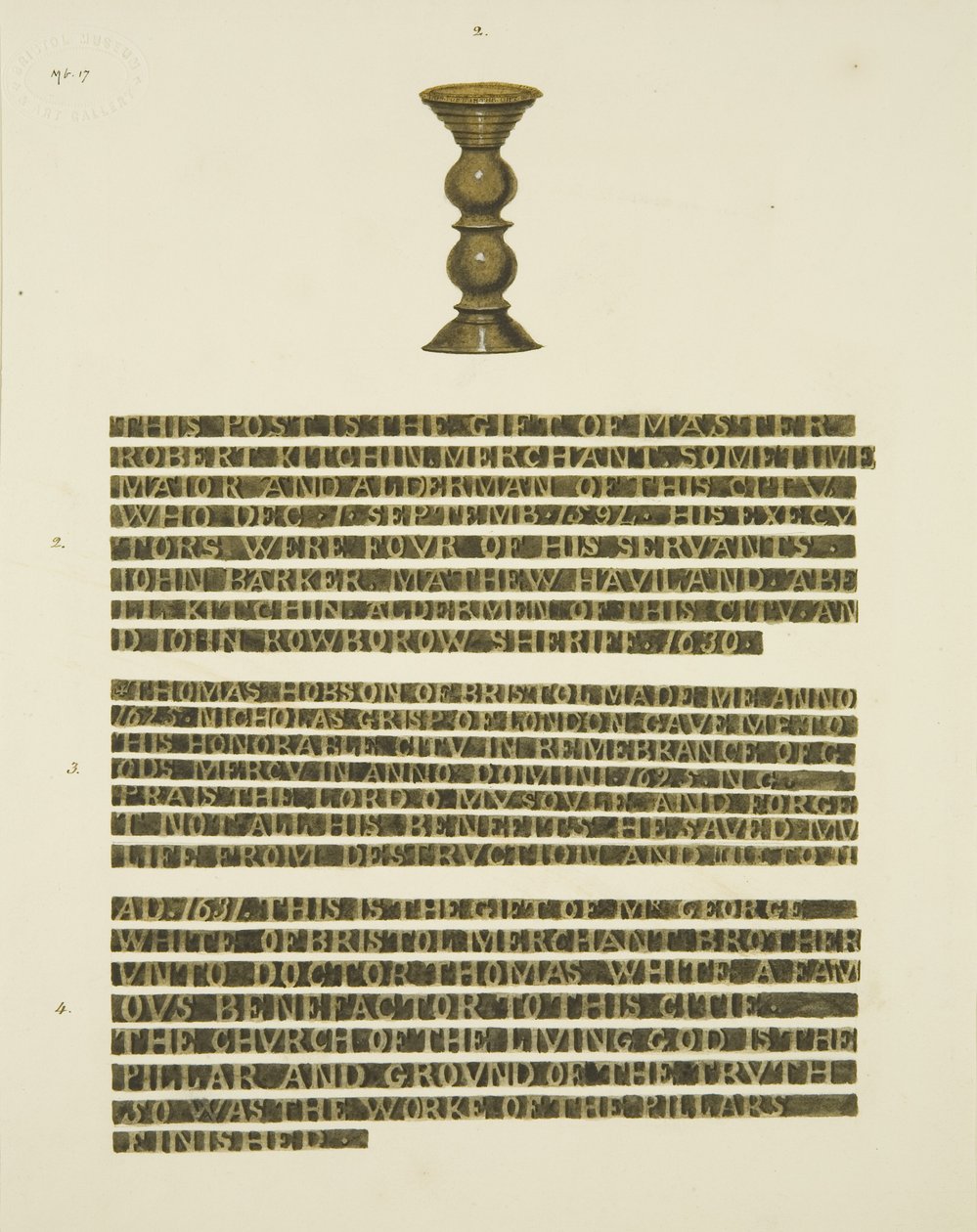 Bronze Pillar (Nails) No. 2, with inscriptions of Nos. 2, 3 and 4 (pencil & watercolor on paper) بواسطة جوزيف مانينغ