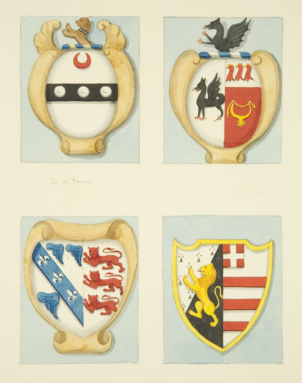 Coats of arms on monuments in St Mary Redcliffe (watercolor on paper) بواسطة جوزيف مانينغ