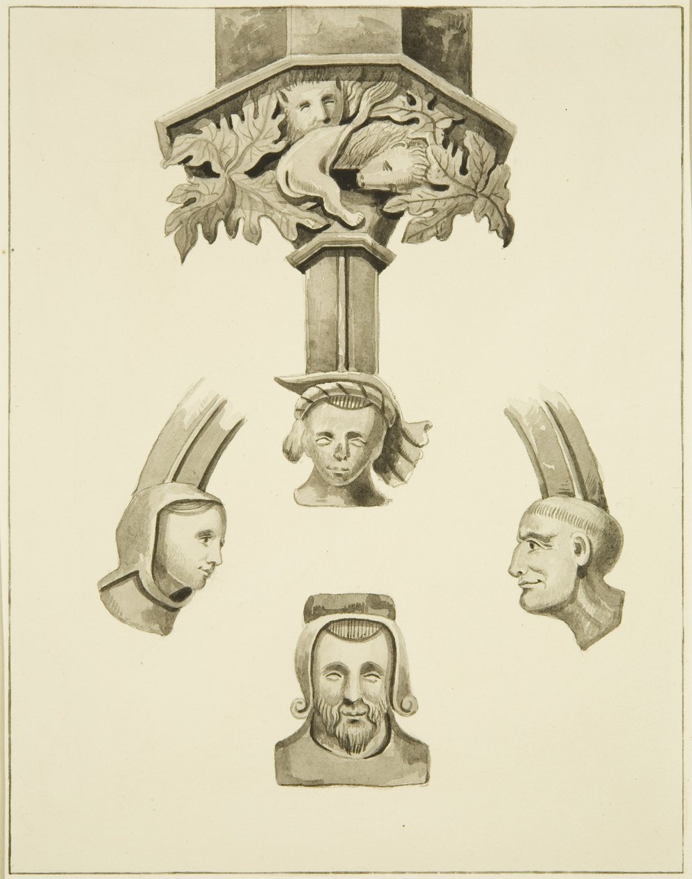 Corbels in St Mark's (ألوان مائية على ورق) بواسطة جوزيف مانينغ