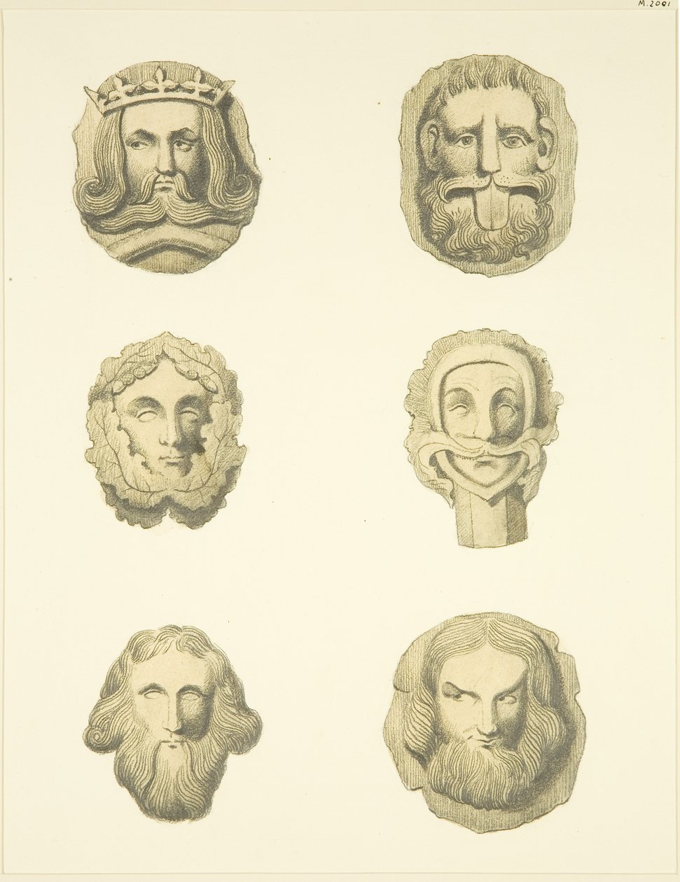 Groin stones (bosses) in ceiling of Redcliffe Church (watercolor on paper) بواسطة جوزيف مانينغ