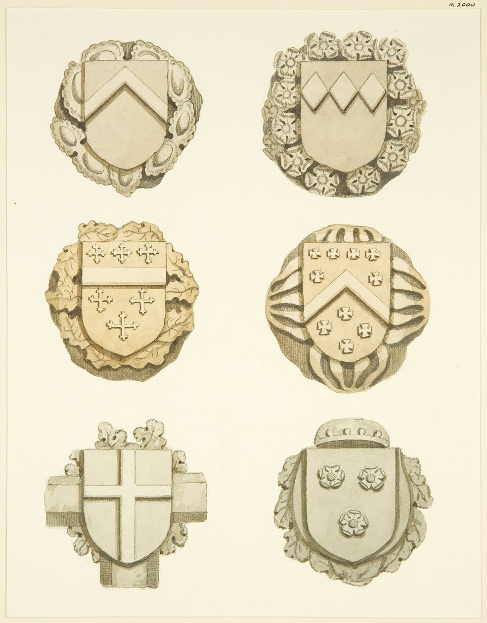 Groin stones (bosses) in ceiling of Redcliffe Church (watercolor on paper) بواسطة جوزيف مانينغ