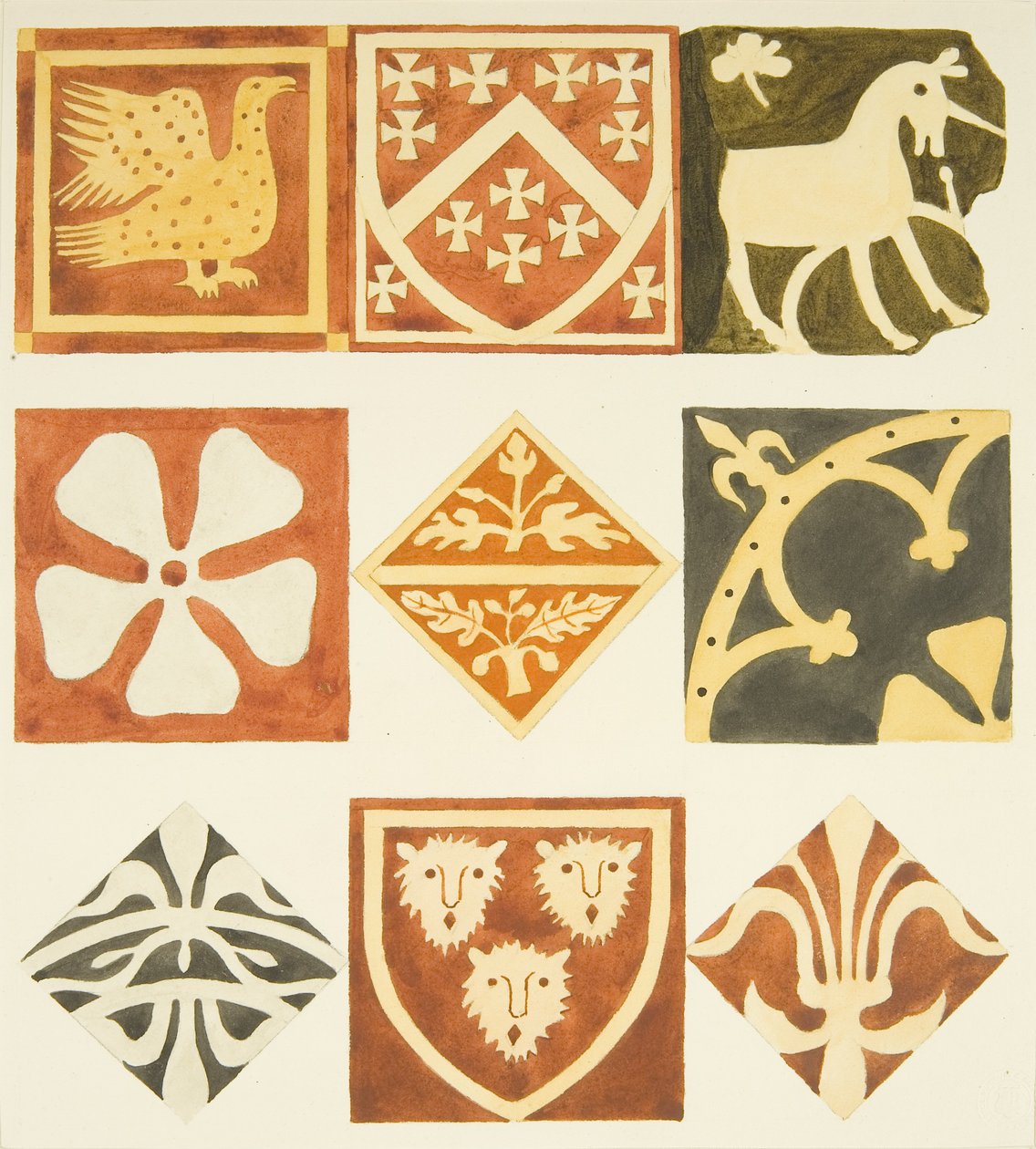 Tiles in vestry room and various parts of Bristol Cathedral floor (watercolor on paper) بواسطة جوزيف مانينغ