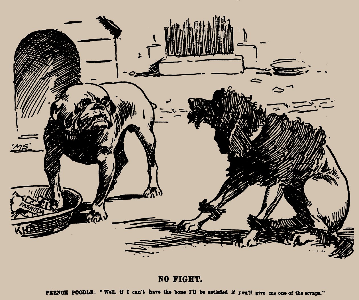 لا قتال. رسم كاريكاتوري عن حادثة فشودة ، 1898. بواسطة جوزيف موريوود ستانيفورث