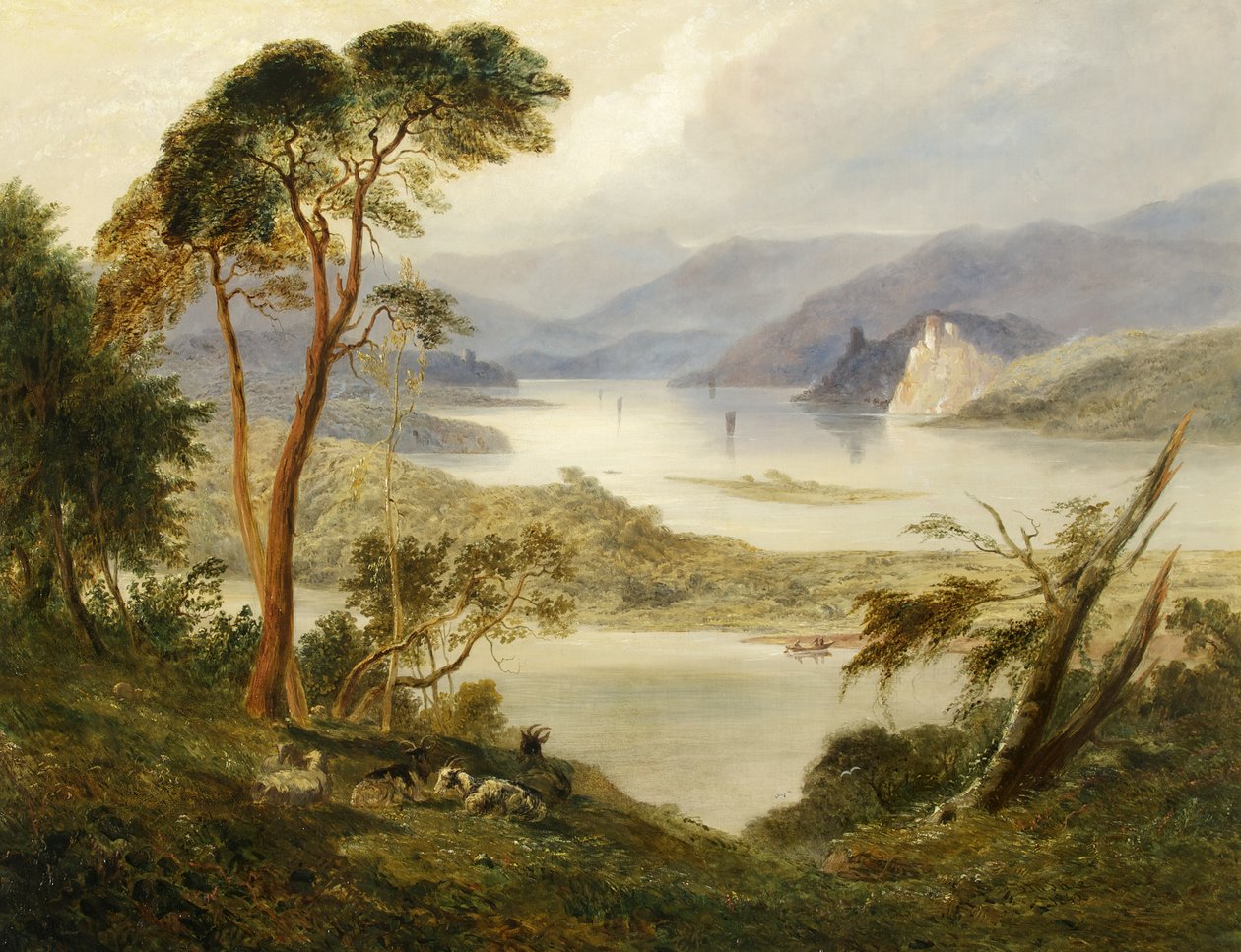 Oberwesel مع قلعة شونبرغ ، على نهر الراين ، 1840 بواسطة جوزيف موراي إينس