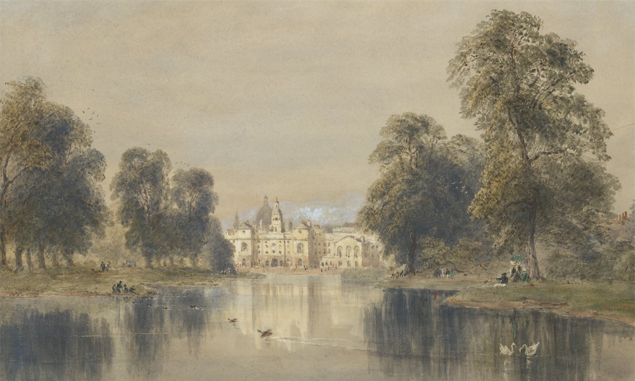 The Horse Guards from the Bridge ، St Jamess Park ، 1833 (قلم رصاص ومرحاض مع لون جسم على ورق) بواسطة جوزيف موراي إينس