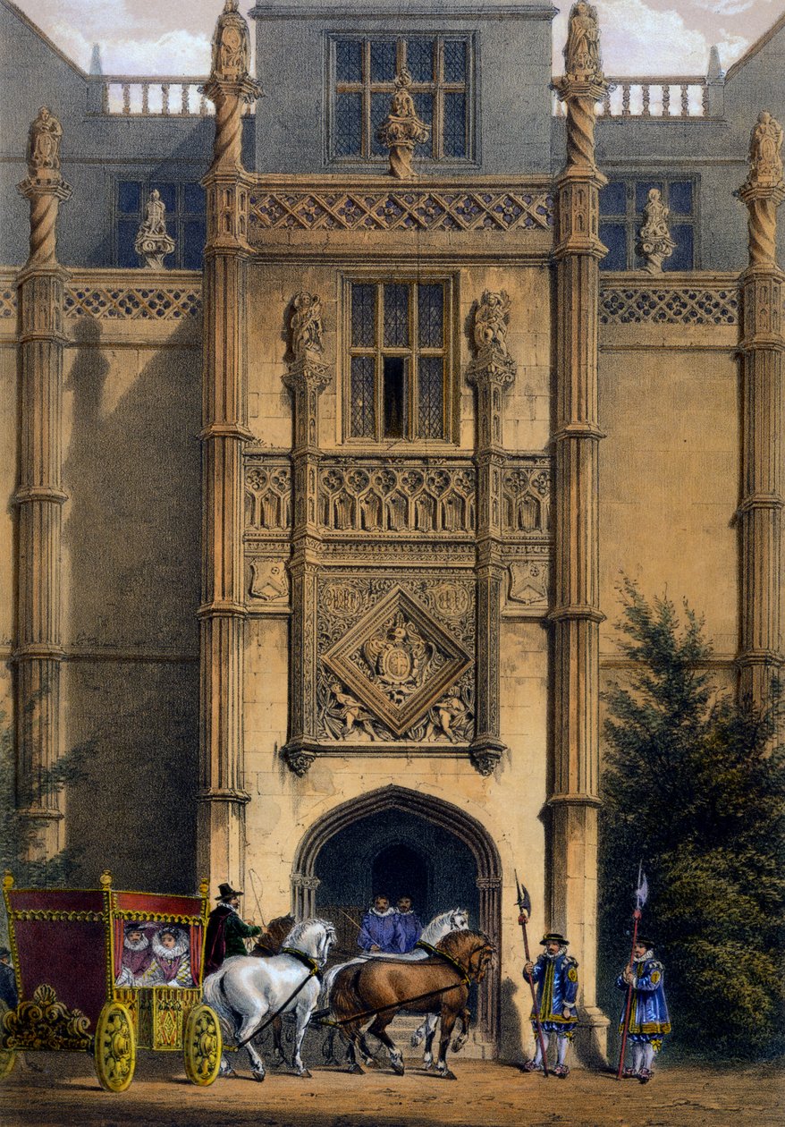 The Arch، Montacute House، Somerset، from &39;Architecture of the العصور الوسطى&39;، 1838 بواسطة جوزيف ناش