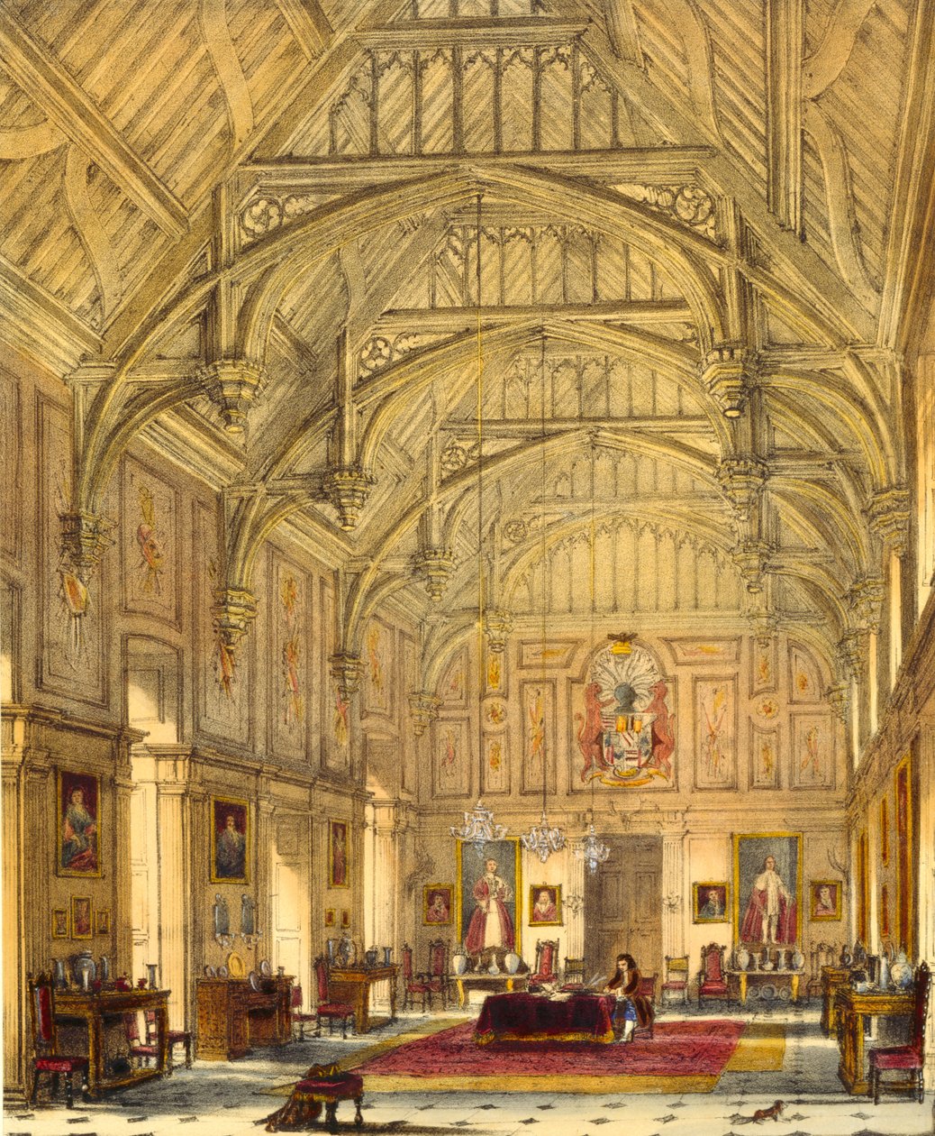 The Grand Hall، Biddington، Surrey، 1600، from &39;Architecture of the العصور الوسطى&39;، 1838 بواسطة جوزيف ناش