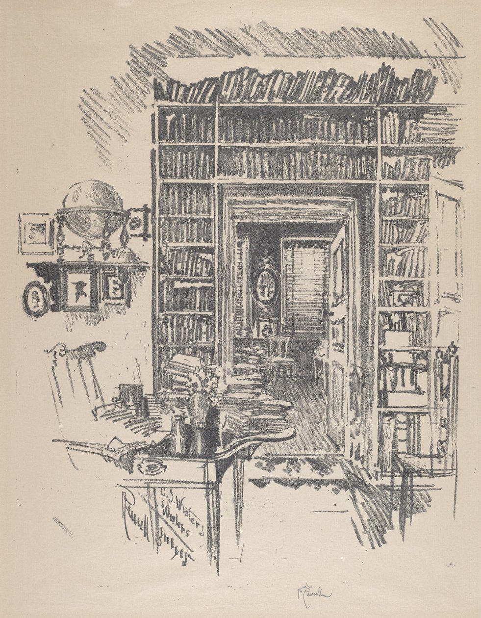 غرفة الكتاب في Dr. Wister's ، 1912. بواسطة جوزيف بينيل