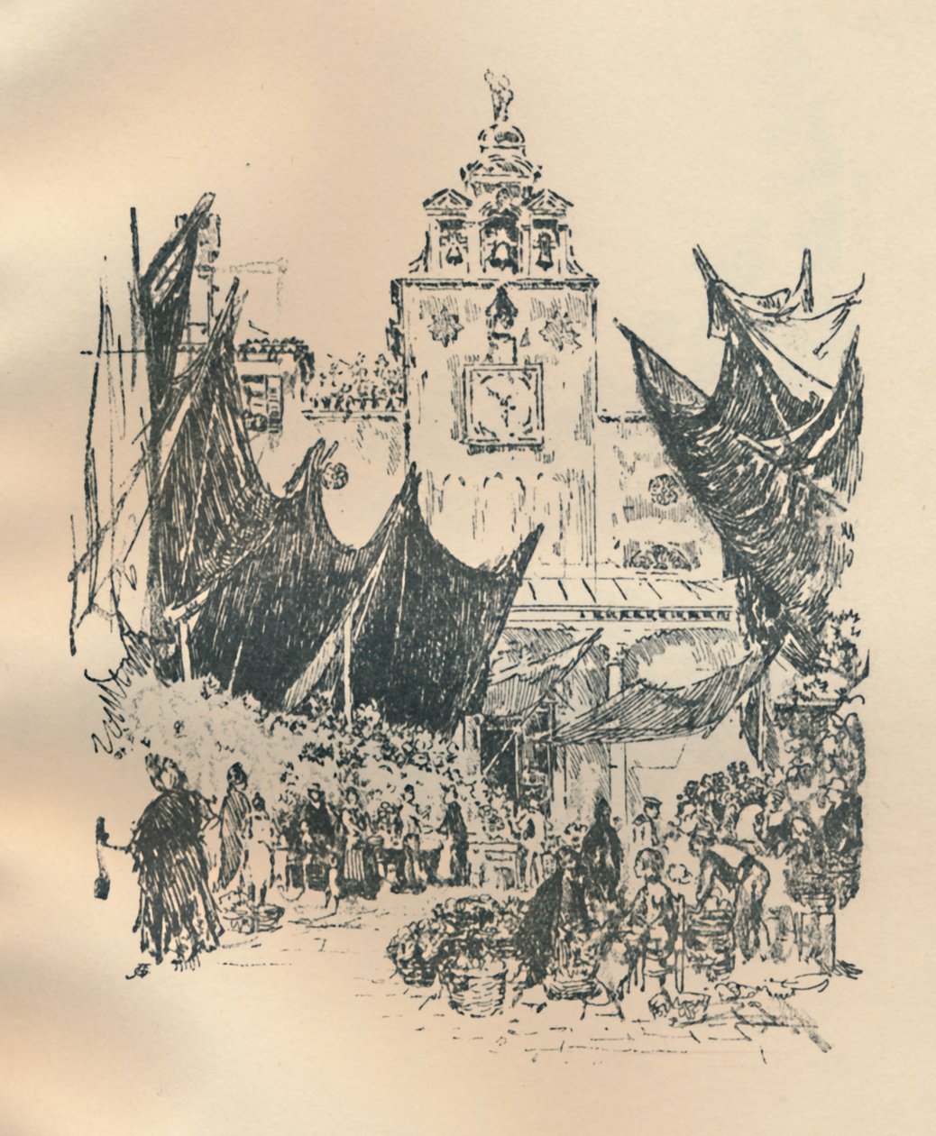 سوق الزهور ، البندقية ، أواخر القرن التاسع عشر وأوائل القرن العشرين ، 1925. بواسطة جوزيف بينيل