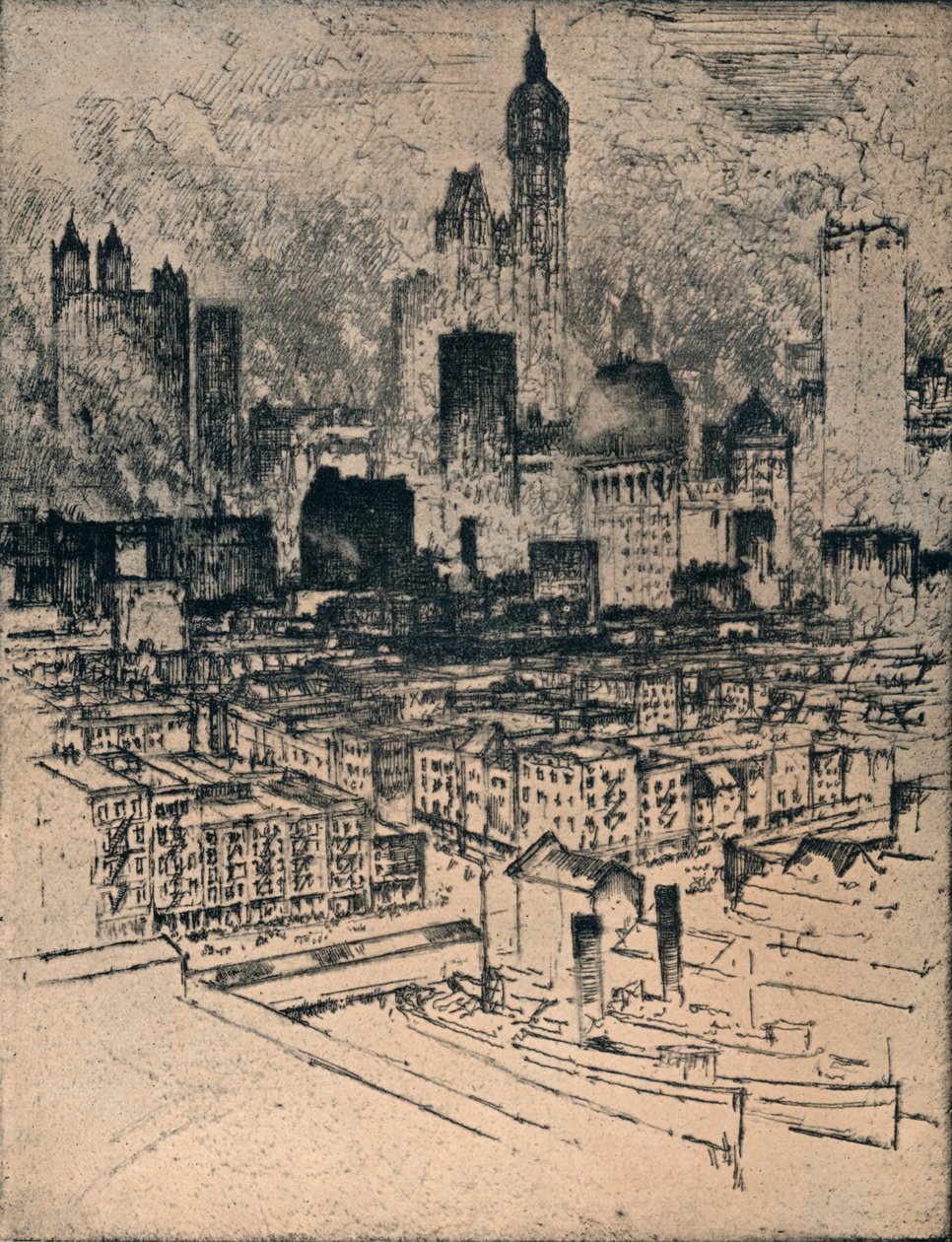 نيويورك من جسر بروكلين ، c1908 بواسطة جوزيف بينيل