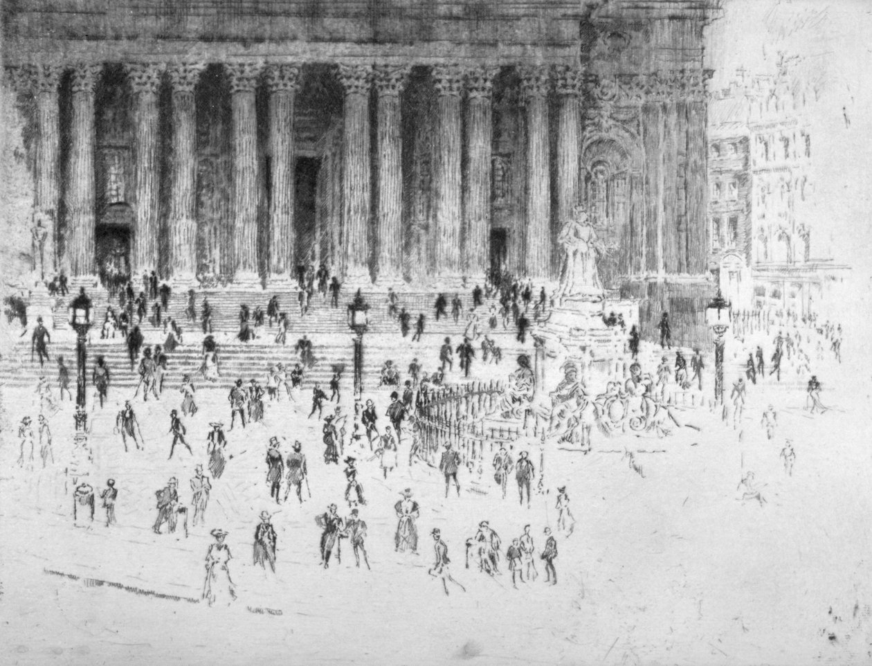 خطوات خارج الجبهة الغربية لكاتدرائية القديس بولس ، مدينة لندن ، 1900 بواسطة جوزيف بينيل