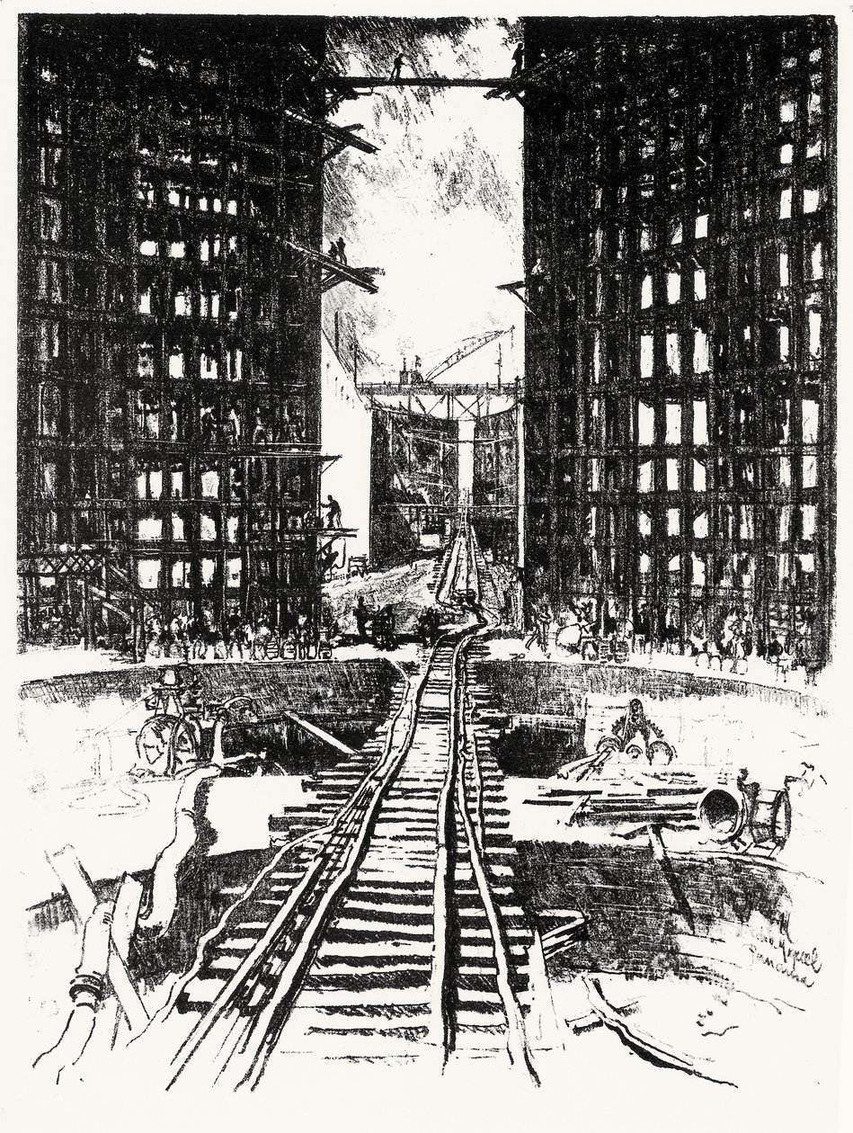 أبواب بيدرو ميغيل ، اللوحة التاسعة عشرة من قناة بنما لجوزيف بينيل ، 1912 (فحم على ورق) بواسطة جوزيف بينيل