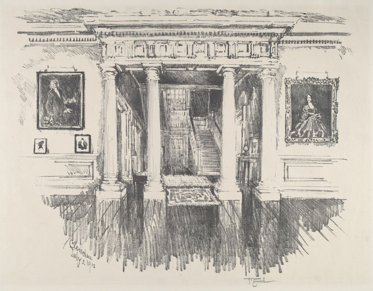 القاعة في Cliveden ، 1912. بواسطة جوزيف بينيل