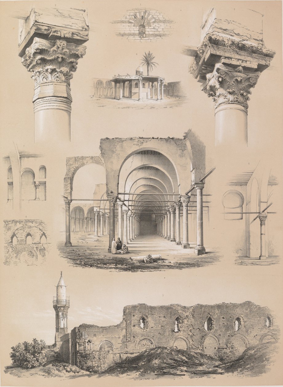 التفاصيل مسجد عمرو بالقاهرة عام 1843. بواسطة جوزيف فيليبرت جيرولت دي برانجي